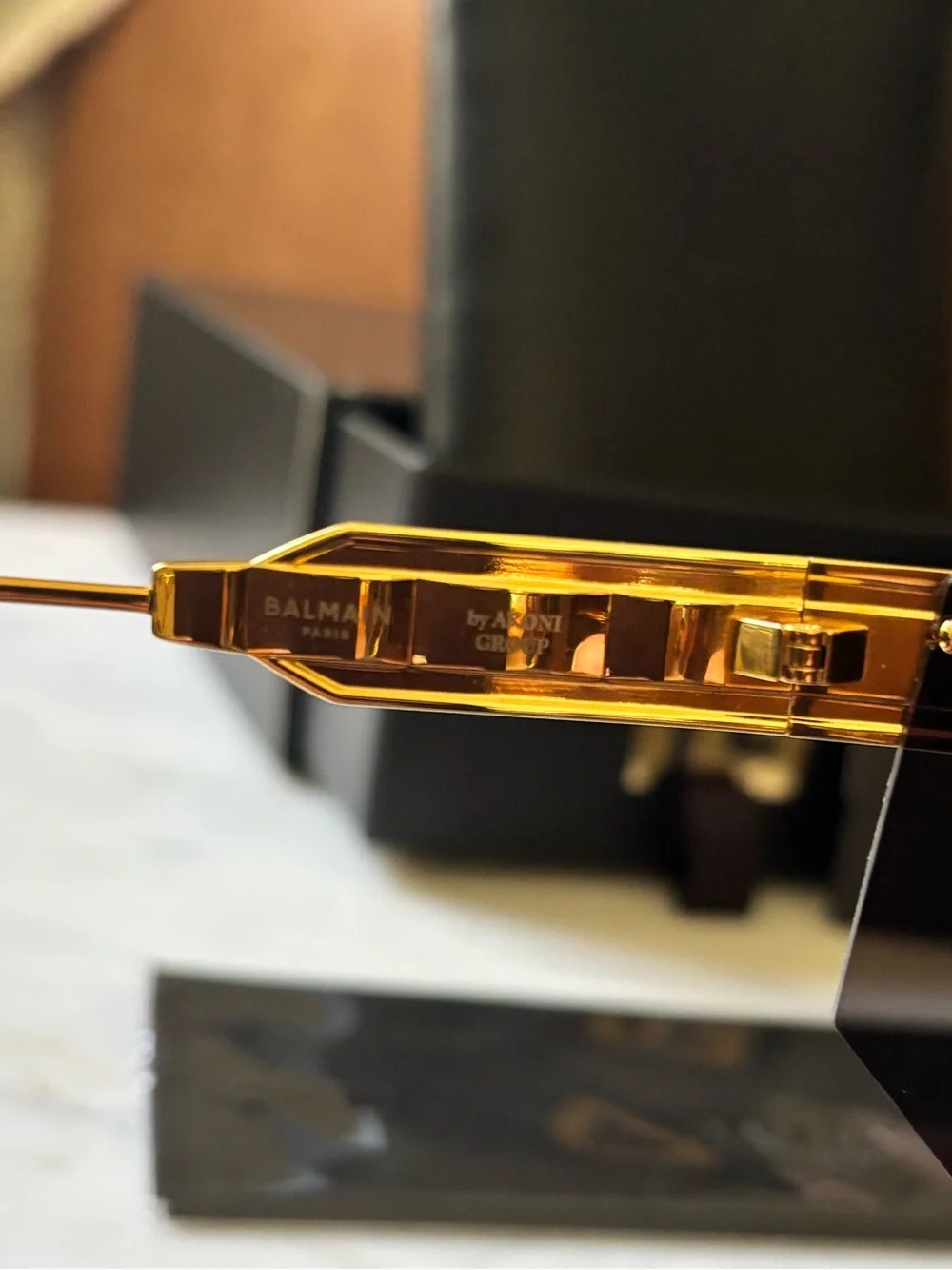NIB Balmain Major BPS-147 Gold Titanium Shield Sunglasses Akoni